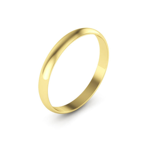 10K Yellow Gold 2.5mm extra light half round wedding bands - DELLAFORA