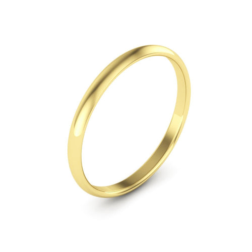10K Yellow Gold 2mm extra light half round comfort fit wedding bands - DELLAFORA