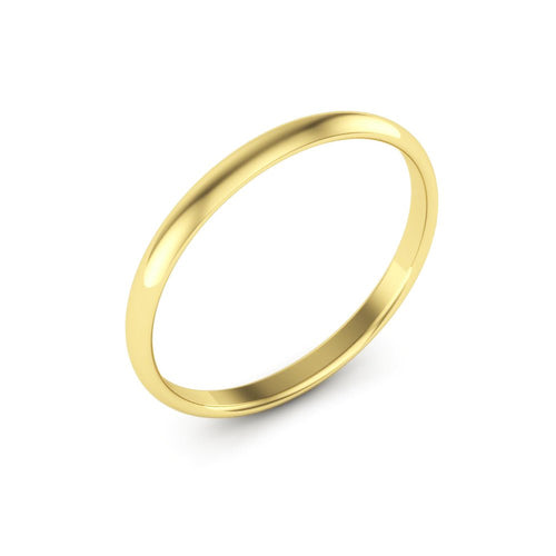 10K Yellow Gold 2mm extra light half round comfort fit wedding bands - DELLAFORA