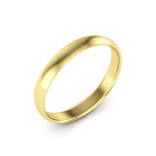 10K Yellow Gold 3mm extra light half round comfort fit wedding bands - DELLAFORA