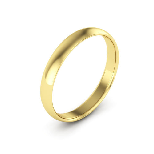 10K Yellow Gold 3mm extra light half round comfort fit wedding bands - DELLAFORA