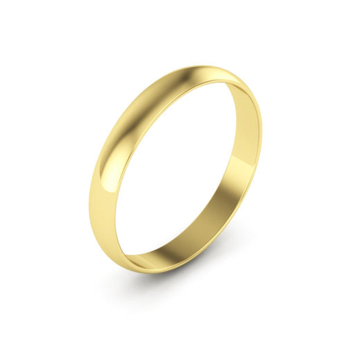 10K Yellow Gold 3mm extra light half round wedding bands - DELLAFORA