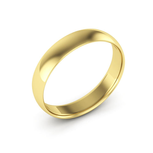10K Yellow Gold 4mm extra light half round comfort fit wedding bands - DELLAFORA