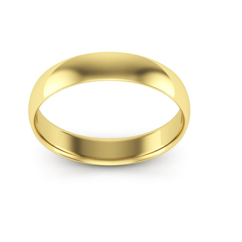 10K Yellow Gold 4mm extra light half round comfort fit wedding bands - DELLAFORA