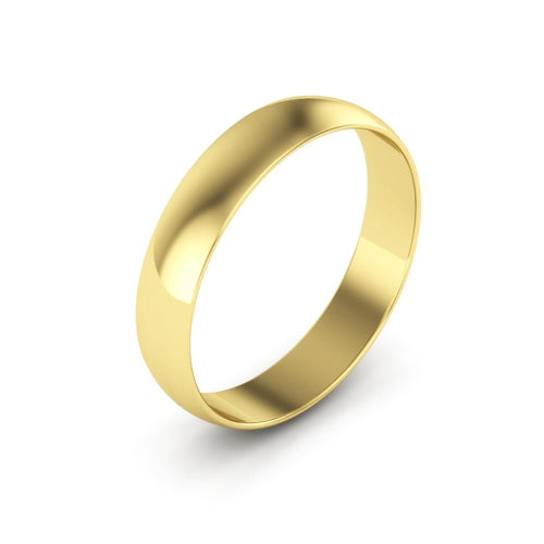 10K Yellow Gold 4mm extra light half round wedding bands - DELLAFORA