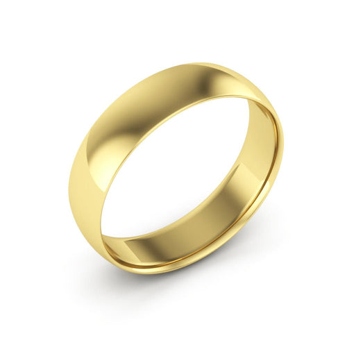 10K Yellow Gold 5mm extra light half round comfort fit wedding bands - DELLAFORA