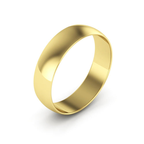 10K Yellow Gold 5mm extra light half round wedding bands - DELLAFORA