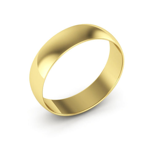 10K Yellow Gold 5mm extra light half round wedding bands - DELLAFORA