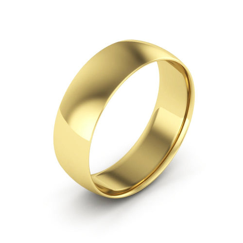 10K Yellow Gold 6mm extra light half round comfort fit wedding bands - DELLAFORA