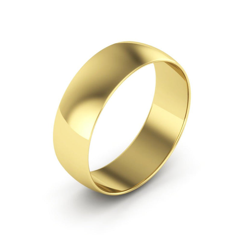 10K Yellow Gold 6mm extra light half round wedding bands - DELLAFORA