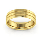 10K Yellow Gold 6mm rigged flat comfort fit wedding band - DELLAFORA