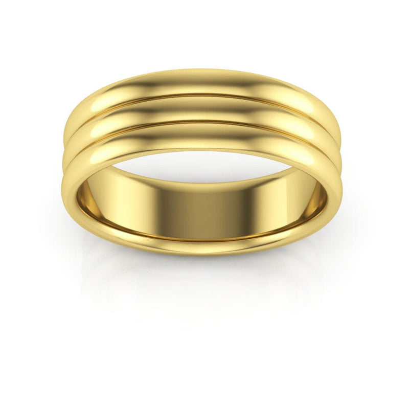 10K Yellow Gold 6mm rigged half round comfort fit wedding band - DELLAFORA