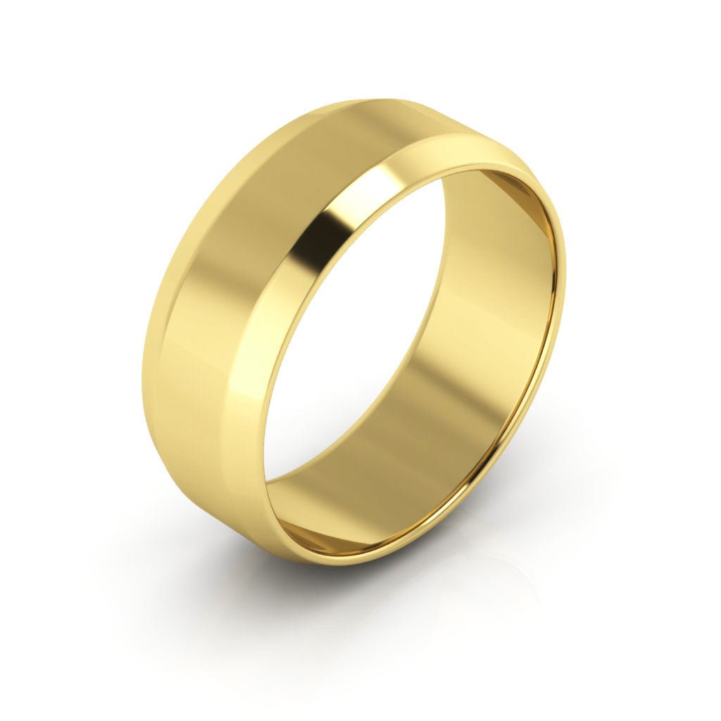 10K Yellow Gold 7mm beveled edge wedding bands – DELLAFORA