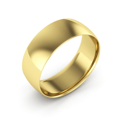 10K Yellow Gold 7mm extra light half round comfort fit wedding bands - DELLAFORA