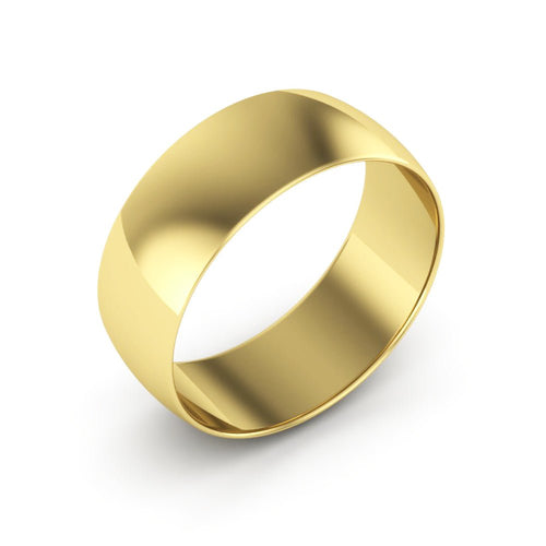 10K Yellow Gold 7mm extra light half round wedding bands - DELLAFORA