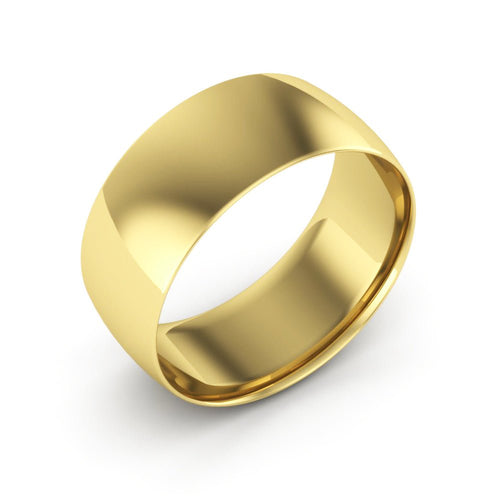 10K Yellow Gold 8mm extra light half round comfort fit wedding bands - DELLAFORA