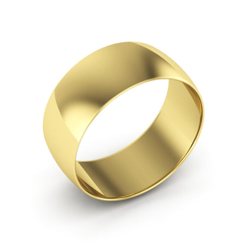 10K Yellow Gold 8mm extra light half round wedding bands - DELLAFORA