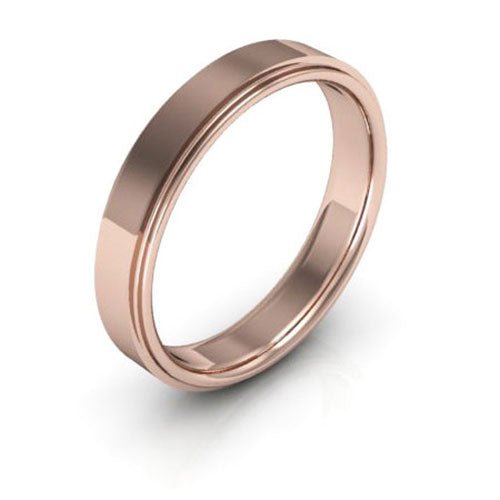 14K Rose Gold 4mm flat edge design comfort fit wedding band - DELLAFORA