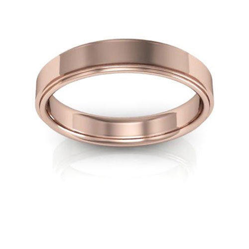 14K Rose Gold 4mm flat edge design comfort fit wedding band - DELLAFORA