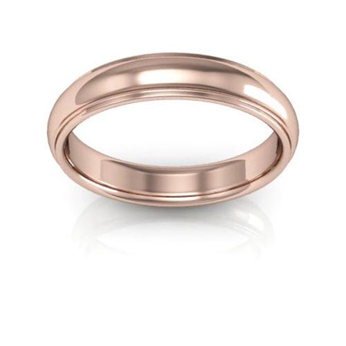 14K Rose Gold 4mm half round edge design comfort fit wedding band - DELLAFORA