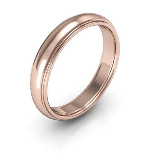 14K Rose Gold 4mm half round edge design comfort fit wedding band - DELLAFORA