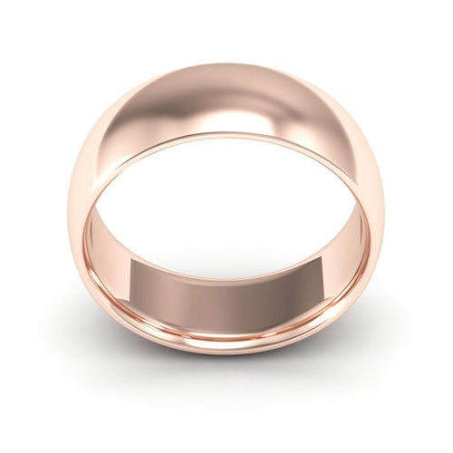 14K Rose Gold 7mm half round comfort fit wedding band - DELLAFORA