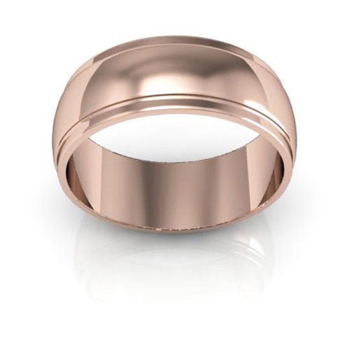 14K Rose Gold 7mm half round edge design wedding band - DELLAFORA