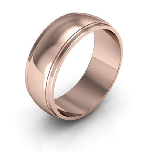 14K Rose Gold 7mm half round edge design wedding band - DELLAFORA