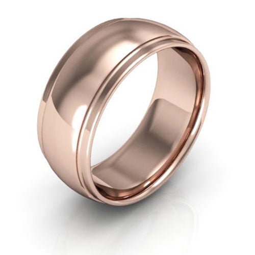 14K Rose Gold 8mm half round edge design comfort fit wedding band - DELLAFORA