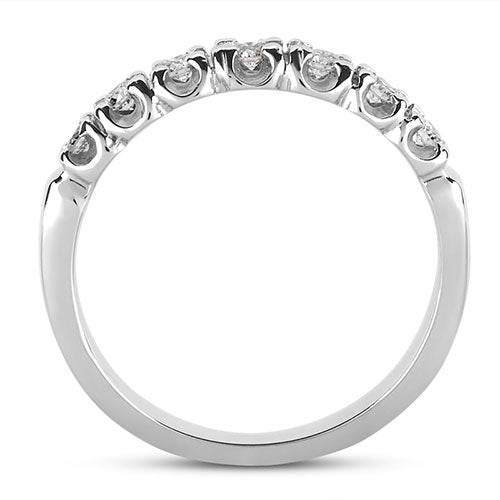 14K White gold 3mm prong set 0.21 carats diamond wedding band. - DELLAFORA