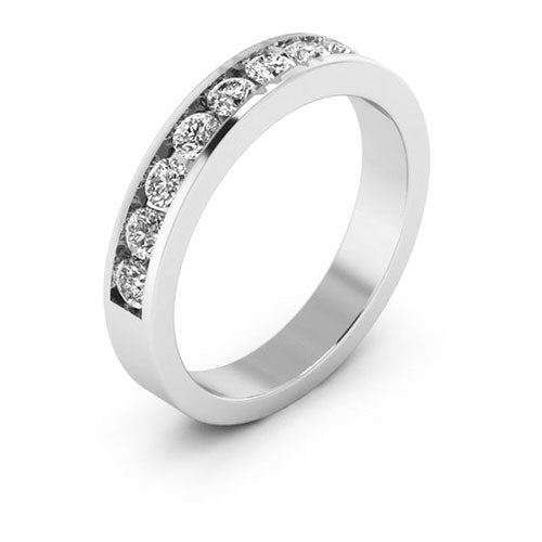 14K White gold 4mm channel set women's 0.55 carat diamond wedding band. - DELLAFORA