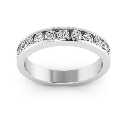 14K White gold 4mm channel set women's 0.55 carat diamond wedding band. - DELLAFORA