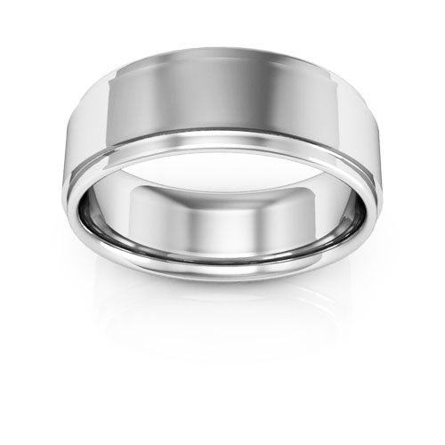 14K White Gold 7mm flat edge design comfort fit wedding band - DELLAFORA
