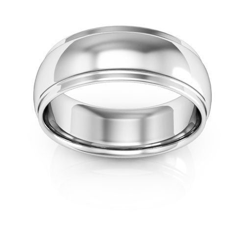 14K White Gold 7mm half round edge design comfort fit wedding band - DELLAFORA