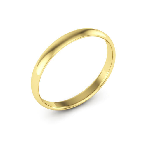 14K Yellow Gold 2.5mm extra light half round comfort fit wedding bands - DELLAFORA