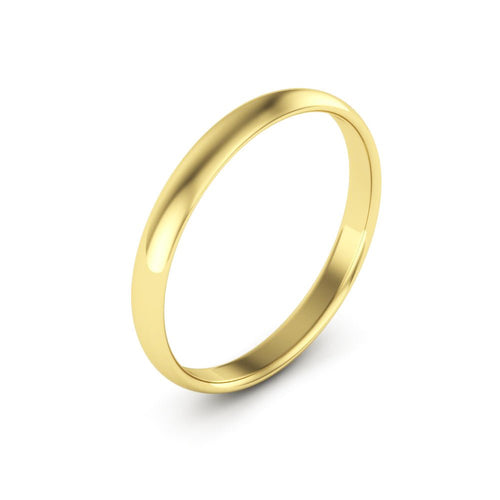 14K Yellow Gold 2.5mm extra light half round comfort fit wedding bands - DELLAFORA