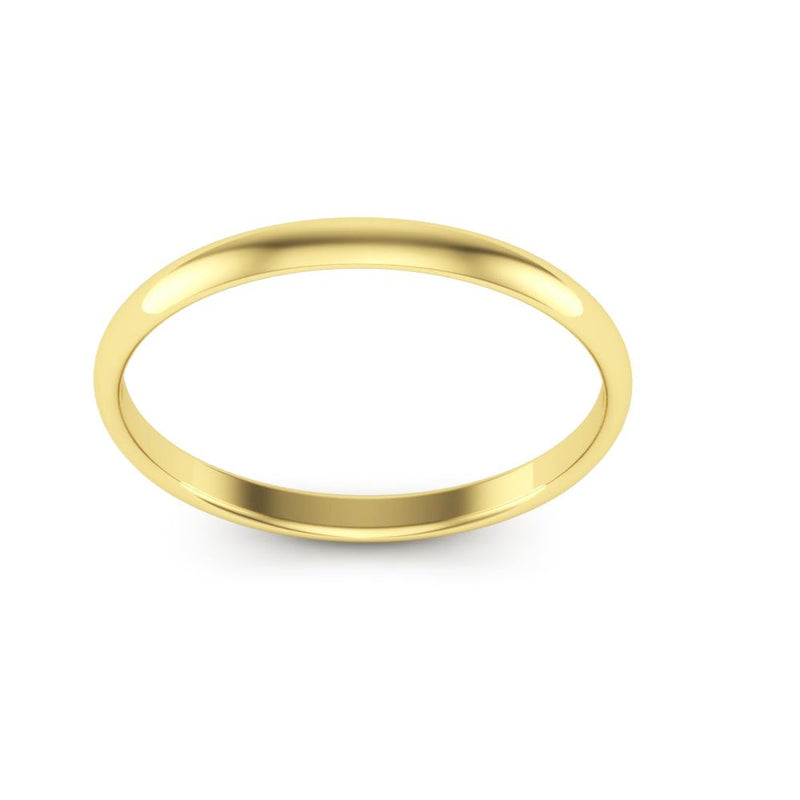 14K Yellow Gold 2mm extra light half round comfort fit wedding bands - DELLAFORA