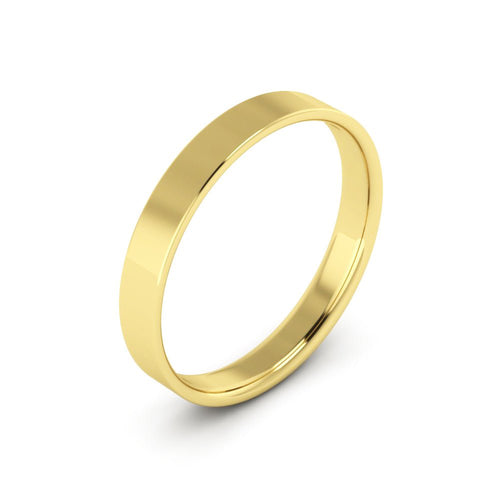 14K Yellow Gold 3mm extra light flat comfort fit wedding bands - DELLAFORA