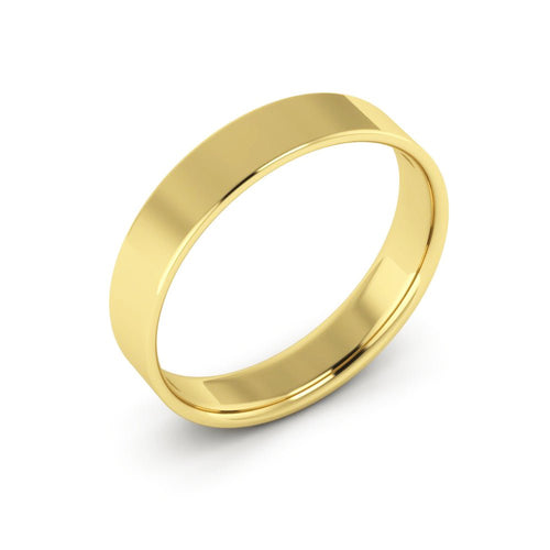 14K Yellow Gold 4mm extra light flat comfort fit wedding bands - DELLAFORA