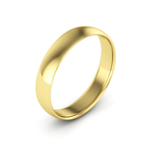 14K Yellow Gold 4mm extra light half round comfort fit wedding bands - DELLAFORA