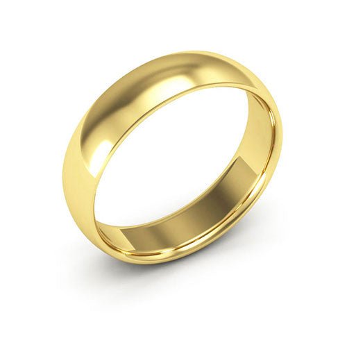 14K Yellow Gold 5mm half round comfort fit wedding band - DELLAFORA