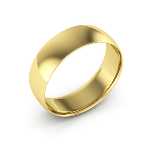 14K Yellow Gold 6mm extra light half round comfort fit wedding bands - DELLAFORA