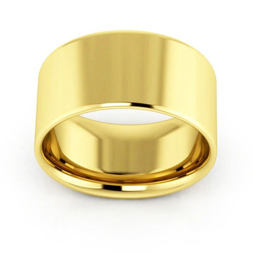 18K Yellow Gold 10mm heavy weight flat comfort fit wedding band - DELLAFORA