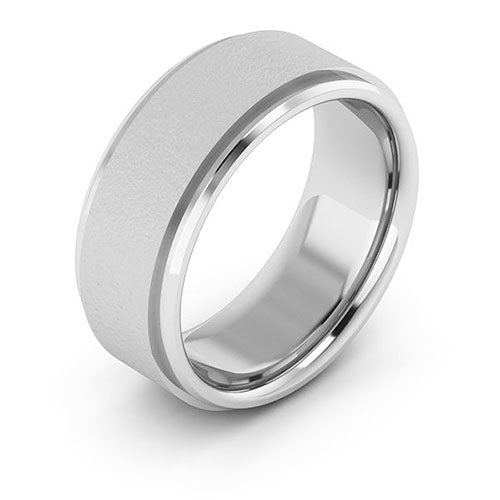 Cobalt Chrome 9mm flat edge brushed center comfort fit wedding band - DELLAFORA