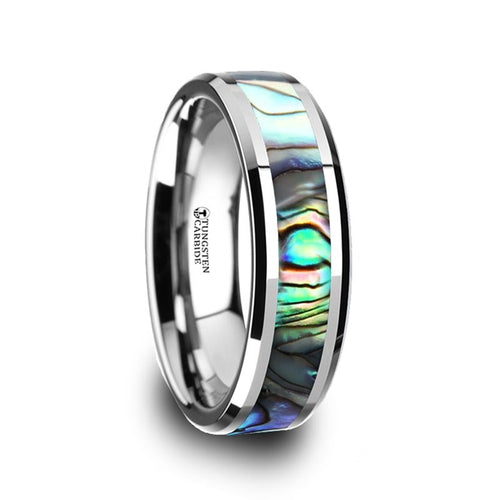 MAUI Tungsten Wedding Band with Mother of Pearl Inlay - 6mm - DELLAFORA