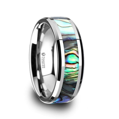 MAUI Tungsten Wedding Band with Mother of Pearl Inlay - 8mm - DELLAFORA