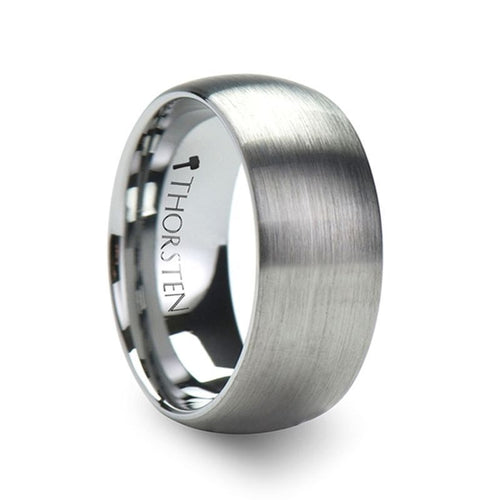 PERSEUS Domed with Brushed Finish Tungsten Band - 10mm - DELLAFORA