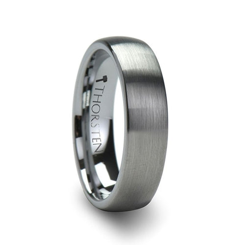 PERSEUS Domed with Brushed Finish Tungsten Band - 6mm - DELLAFORA