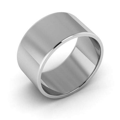 10K White Gold 10mm flat wedding band - DELLAFORA