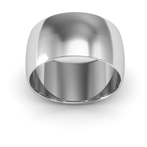 10K White Gold 10mm half round wedding band - DELLAFORA